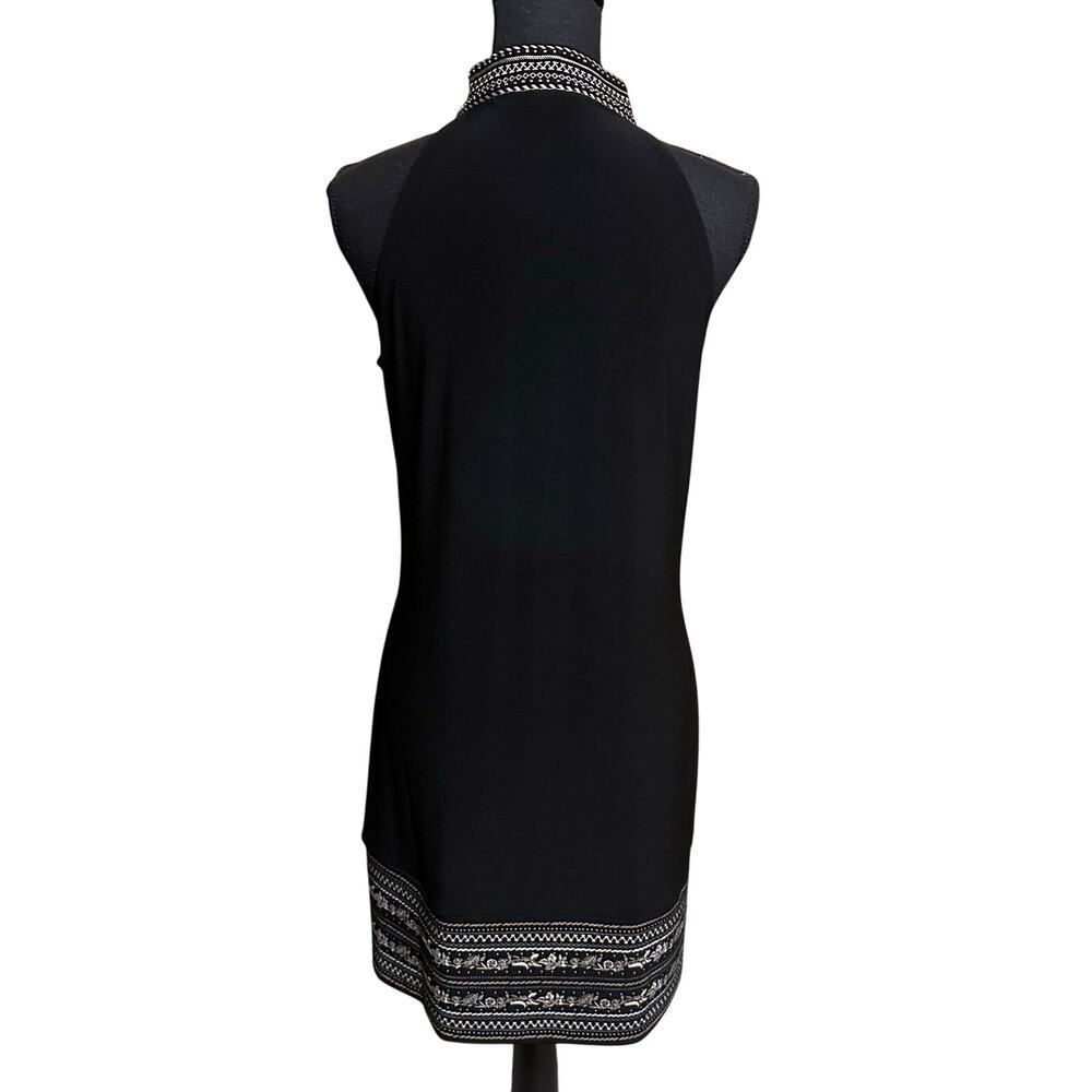 White House Black Market Black Halter Embroidered Neckline Dress Women's Medium - Picture 5 of 8